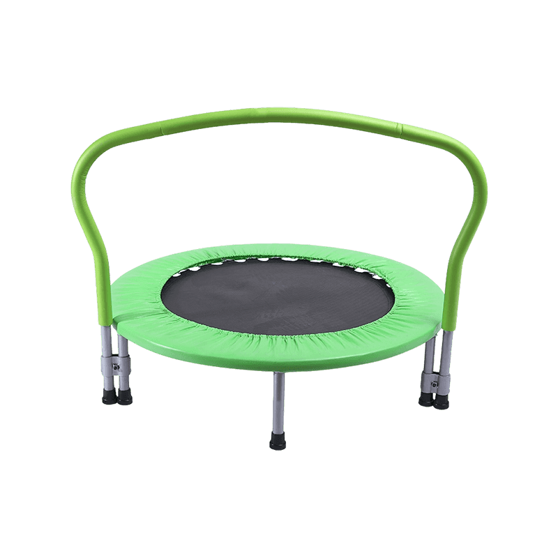FT Green Curved Handle Mini Round Rebounder Trampoline For Toddlers & Kids, Max Weight Capacity 220 LBS