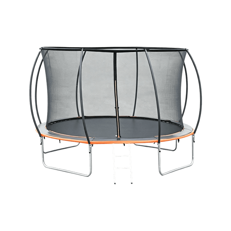Curved Arch Pole Round Trampoline 12FT Outdoor Family Jumping Trampoline With Curved Safety Enclosure Net