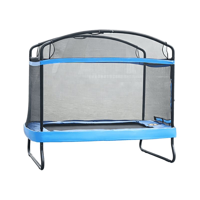 4*6Ft Rectangular Blue Foam Pad Kids Enclosed Trampoline with Swing ASTM Approved Rectangle Tollder Trampoline for Indoor/Outdoor