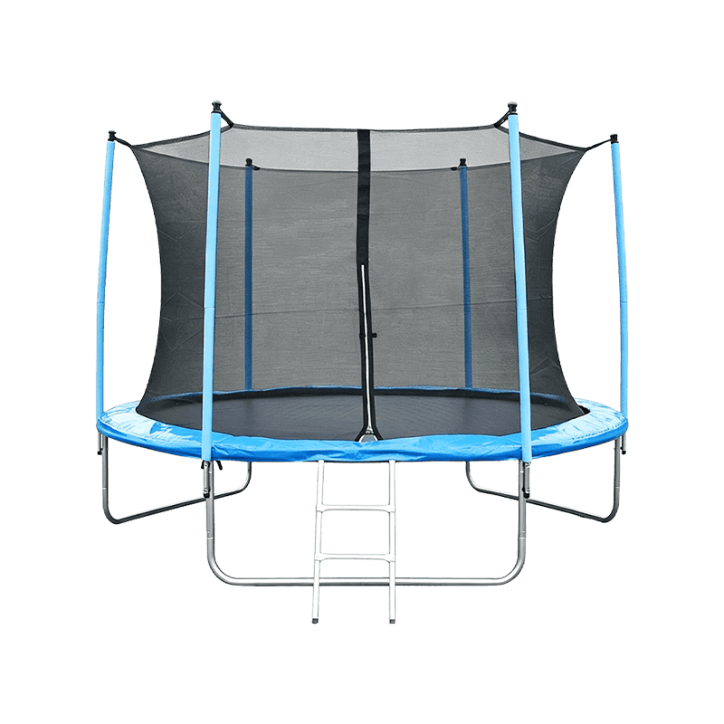 Solid Light Blue All Foam Wrapped Poles 12FT Heavy Duty Round Backyard Trampoline for Multi-Person Family Play
